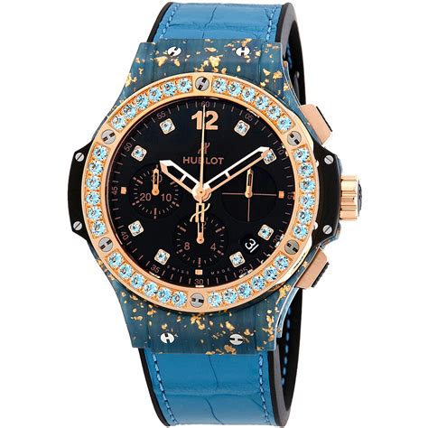 big bang gold linen chronograph automatic black dial watch 